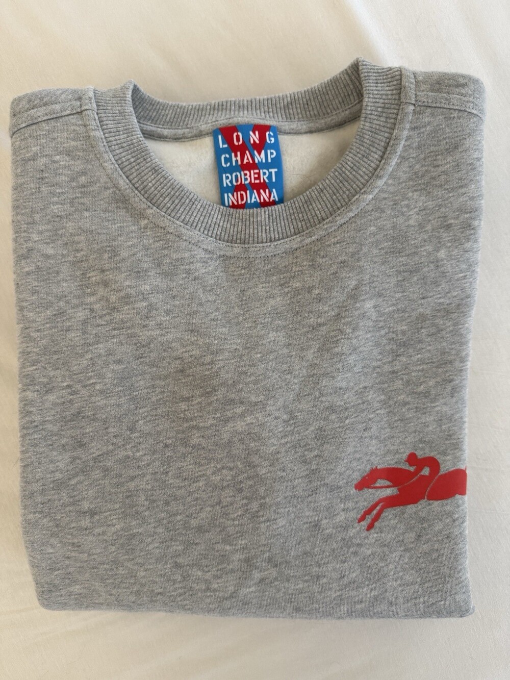 Longchamp x Robert Indiana Unisex Grey Crewneck Sweatshirt Size Small NWOT Rare - Picture 7 of 7